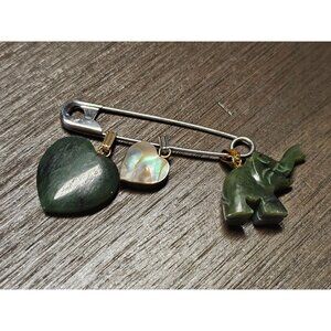 Elephant and Heart Jade Charm Pendants for Necklace